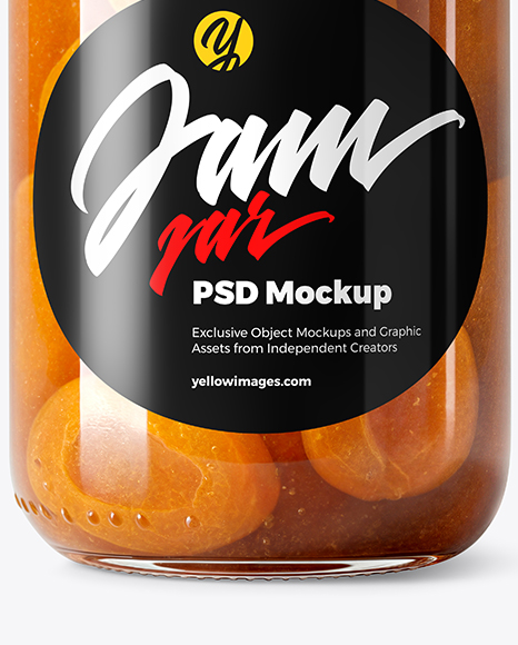 Glass Jar with Apricot Preserves Mockup