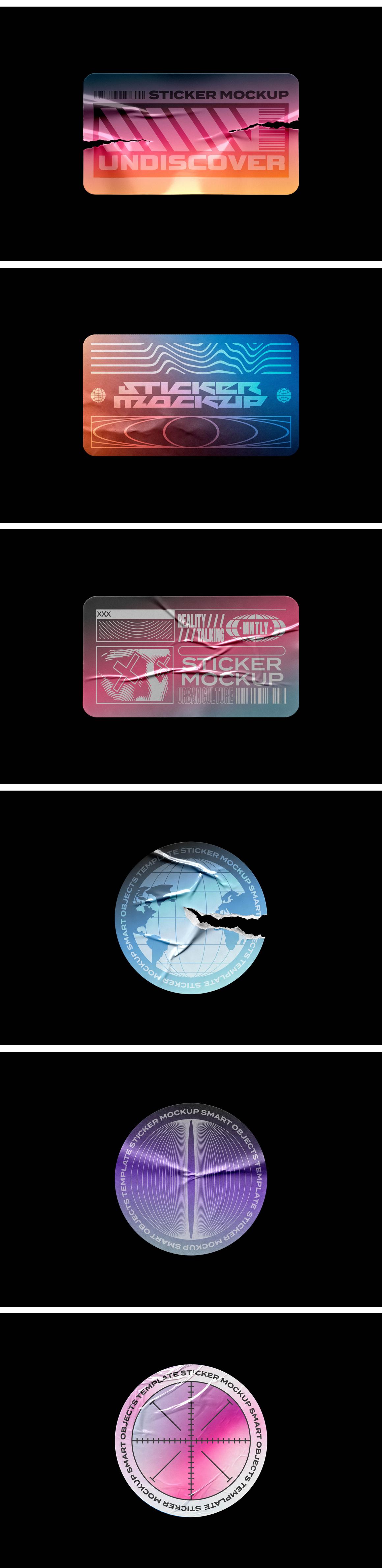 Rectangle &amp; Round Sticker Mockups