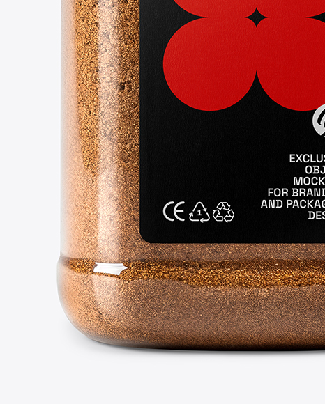 Square Plastic Jar with Ground Cloves Mockup