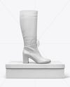 Women's High-Knee Boot on Shoe Box Mockup