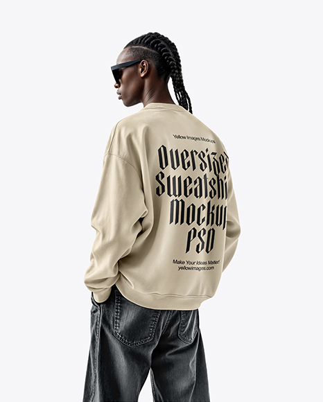 Man Wearing an Oversize Sweatshirt and Jeans Mockup - Blank sweatshirt mockup