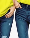 Two Young Women Wearing T-shirts and Jeans Mockup