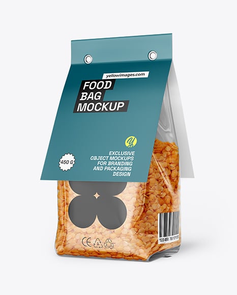 Transparent Package with Lentils Mockup - Iphone mockup transparent