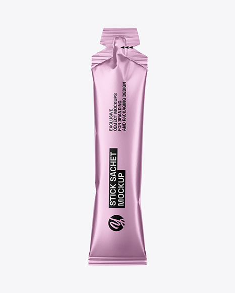 Metallic Stick Sachet Mockup - Front View