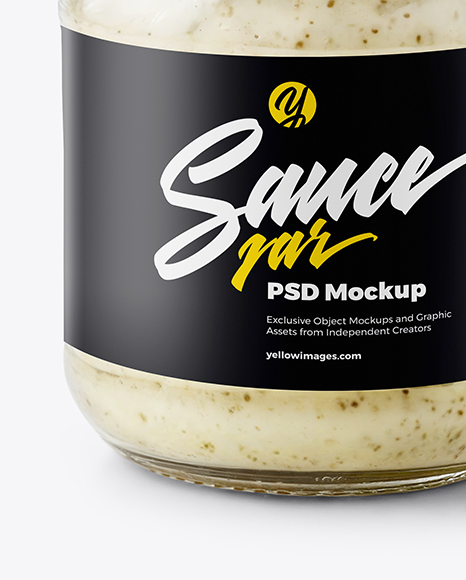Glass Jar with Horseradish Sauce Mockup