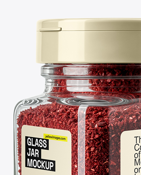 Square Glass Jar with Sumac Spice Mockup