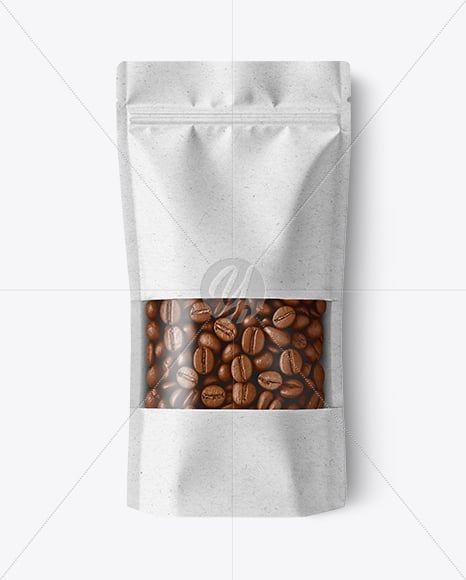 Paper Pouch With Coffee Beans Mockup