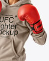 Female UFC Fighter Wearing Hoodie & Leggings Mockup