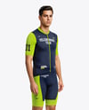 Man Wearing Cycling Jersey and Bib Shorts Mockup