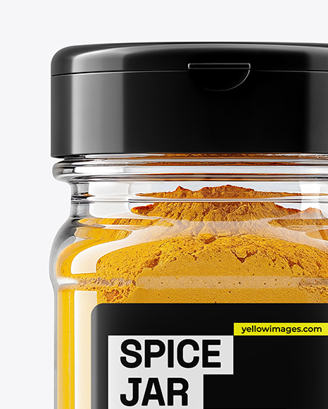 Square Spice Jar with Turmeric Mockup