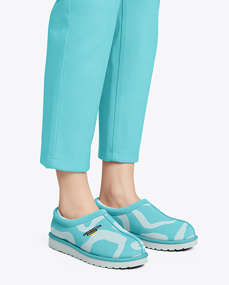 Pair of UGG Slippers on Woman's Legs Mockup - Slippers+Mockup