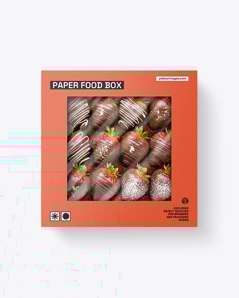 Box with Chocolate Covered Strawberry Mockup - PSD Mockups