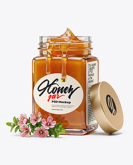 Opened Glass Jar with Manuka Honey Mockup - Honey+Jar+Mockup+Creative+Photoshop+Templates+Creative+Market