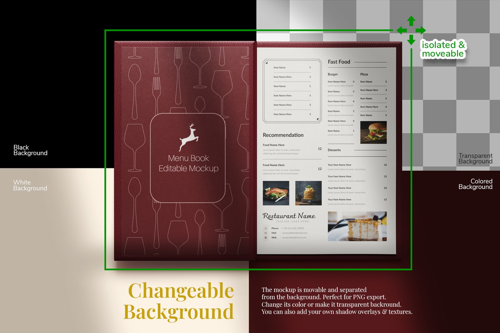 Menu Book Mockup Set - Leather Cover