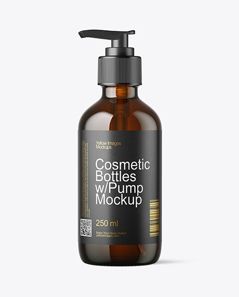 8oz Amber Bottle with Pump Mockup