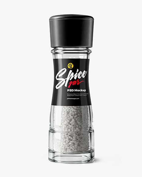 Coarse Sea Salt Jar with Grinder Mockup - Realistic mockups