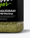 Square Plastic Jar with Marjoram Spice Mockup