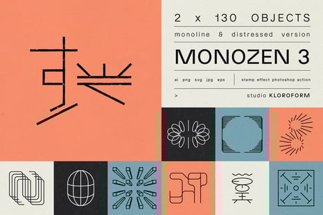 Monozen 3 - 130 line art icons and logo&#039;s