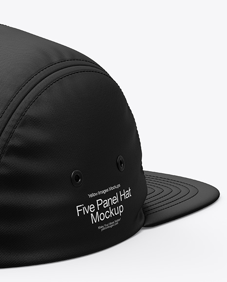 Five Panel Cap Mockup - Back Half Side View