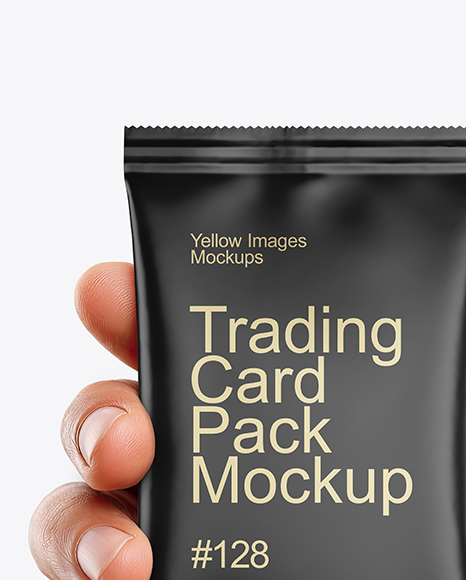 Matte Trading Card Pack in a Hand Mockup