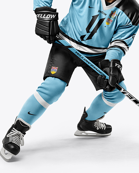 Man Wearing Full Ice Hockey Kit Mockup