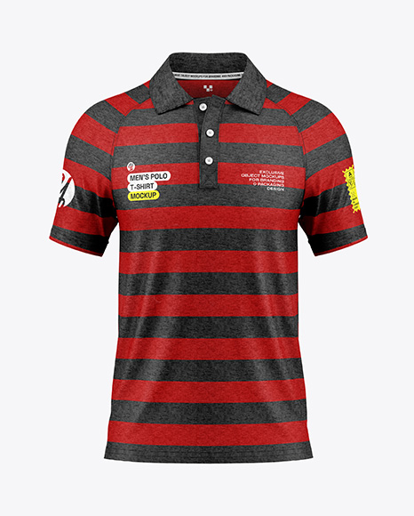 Men's Heather Raglan Polo Shirt Mockup - Front View