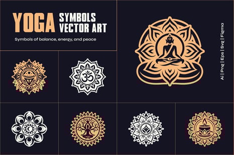Yoga Symbols Vector Art Set - Illustrations
