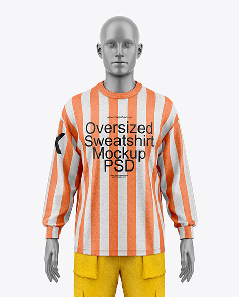 Men's Heather Oversize Sweatshirt w/ Mannequin Mockup
