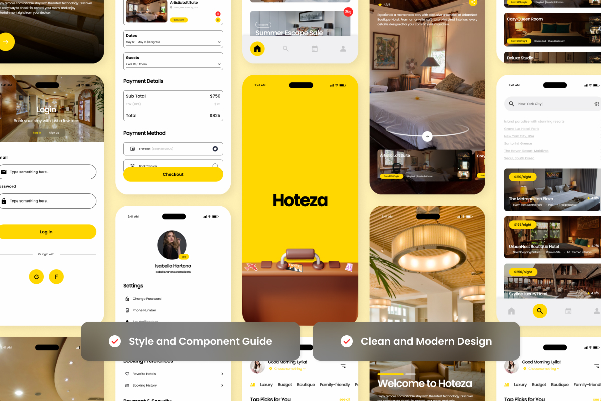 Hoteza – Hotel Booking App Design Template