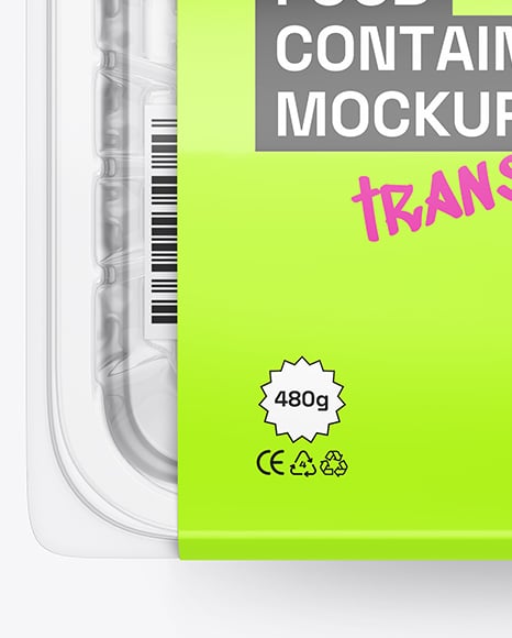 Clear Plastic Food Container in Paper Sleeve Mockup