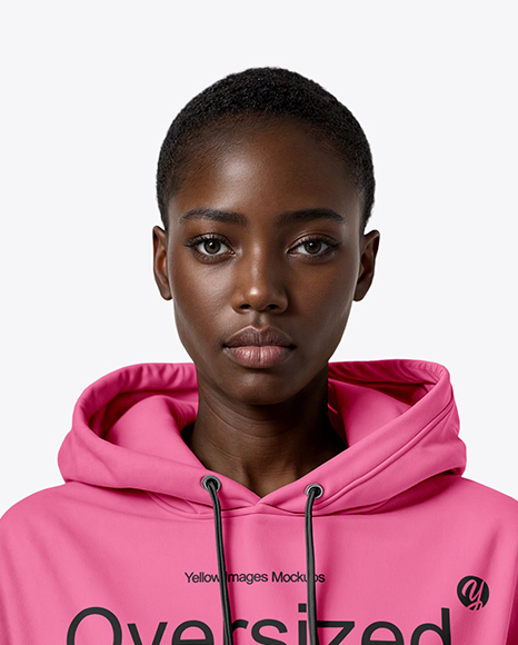 Black Woman Wearing an Oversize Hoodie and Cycling Shorts Mockup