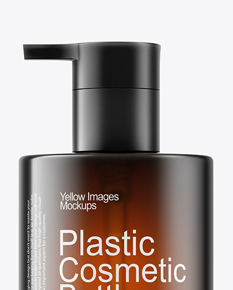Amber Cosmetic Bottles with Pump Cap Mockup