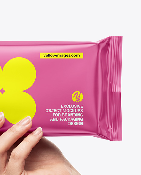 Matte Snack Package in a Hand Mockup