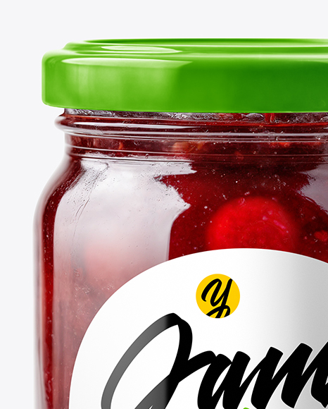 Glass Jar with Cherry Jam Mockup