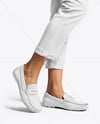 Pair of Suede Moccasins on Woman's Legs Mockup