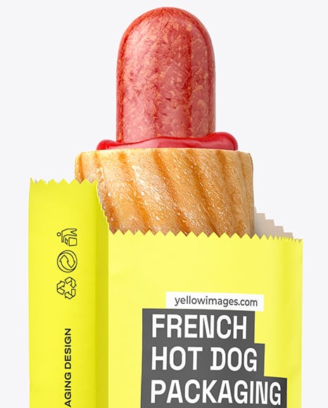 Paper Food Bag with French Hot Dog Mockup