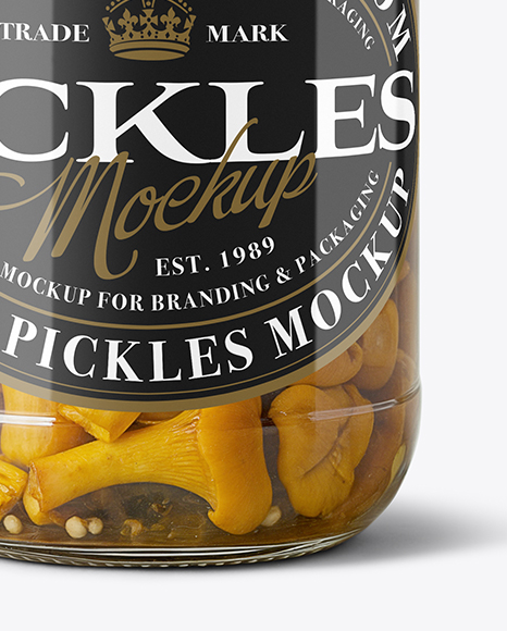 Clear Glass Jar with Chanterelles Mockup