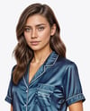 Woman Wearing Pajamas with Shorts Mockup