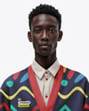 Black Man Wearing Cardigan and Pants Mockup