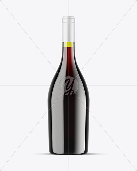 Green Glass Red Wine Bottle Mockup