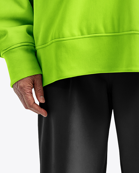 Old Woman Wearing Oversized Hoodie & Sweatpants Mockup