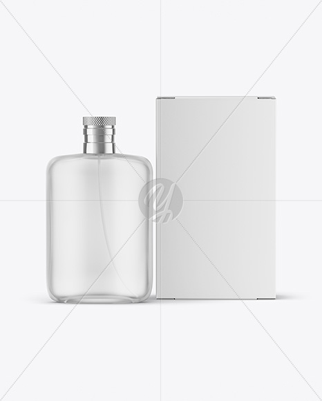 Frosted Glass Perfume Bottle with Box Mockup