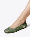 Pair of Leather Ballet Flats on Woman's Legs Mockup