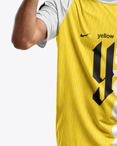 Soccer Player Wearing Raglan Jersey and Shorts Mockup