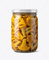 Clear Glass Jar with Chanterelles Mushrooms Mockup