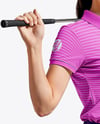 Woman Wearing Golf Shirt and Skirt Mockup