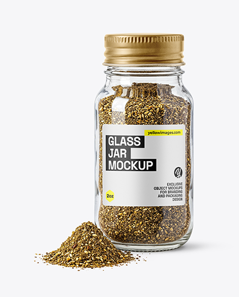 Glass Jar with Za'atar Spice Mockup - Realistic mockups
