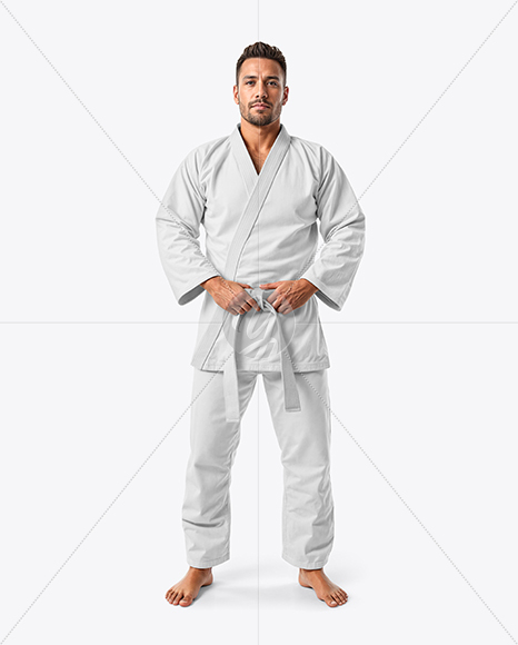 Man Wearing Jiu Jitsu Gi Uniform Mockup