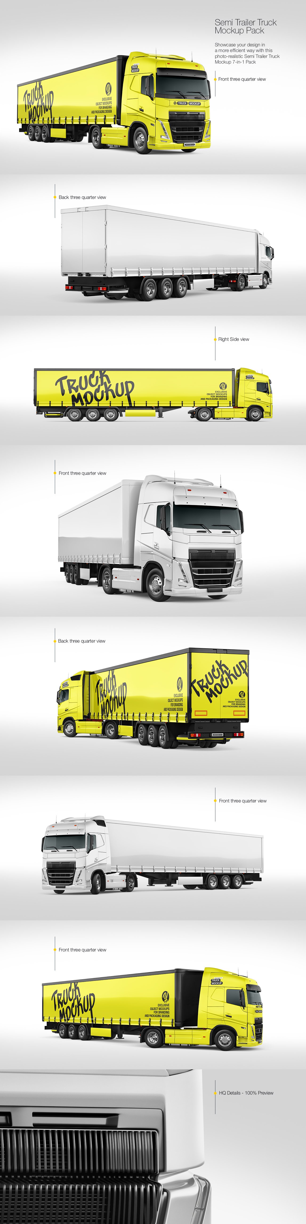 Semi Trailer Truck Mockup - Pack