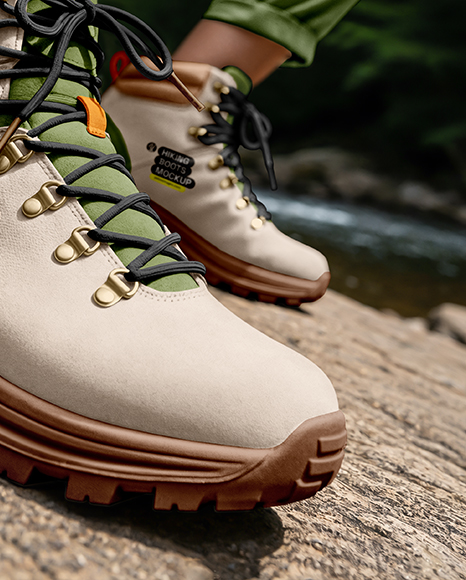 Woman Wearing Hiking Boots Mockup